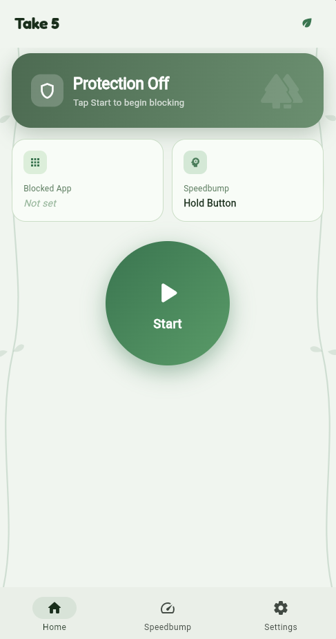Take 5 main screen